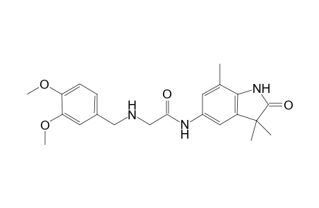 2-[(3,4-dimethoxyphenyl)methylamino]-N-(3,3,7-trimethyl-2-oxidanylidene-1H-indol-5-yl)ethanamide