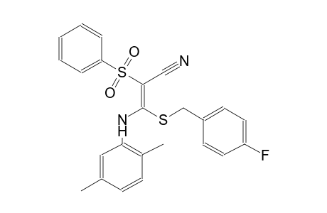 2-propenenitrile, 3-[(2,5-dimethylphenyl)amino]-3-[[(4-fluorophenyl)methyl]thio]-2-(phenylsulfonyl)-, (2E)-