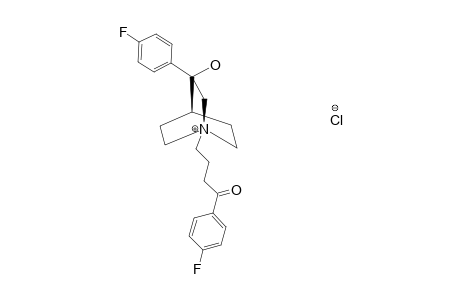 3-PARA-FLUOROPHENYL-3-HYDROXY-N-(4'-PARA-FLUOROPHENYL-4'-OXOBUTYL)-QUINUClIDINIUM_CHLORIDE