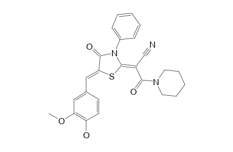 2-[5-(4-HYDROXY-3-METHOXYBENZYLIDENE)-4-OXO-3-PHENYL-THIAZOLIDIN-2-YLIDENE]-3-OXO-3-PIPERIDIN-1-YL-PROPIONITRILE