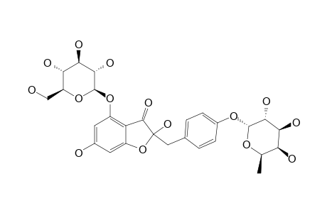 2,4,6-TRIHYDROXY-2-[(4'-HYDROXYPHENYL)-METHYL]-3(2H)-BENZOFURANONE-4-YL-BETA-D-GLUCOPYRANOSIDO-4'-YL-ALPHA-L-RHAMNOPYRANOSIDE;MAESOPSIN-4-O-GLUCOSIDO-4