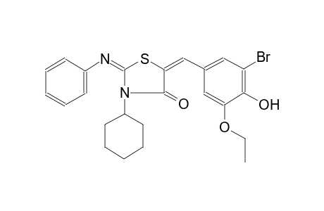 4-thiazolidinone, 5-[(3-bromo-5-ethoxy-4-hydroxyphenyl)methylene]-3-cyclohexyl-2-(phenylimino)-, (2E,5E)-