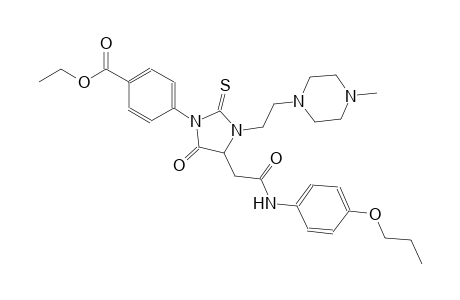 ethyl 4-{3-[2-(4-methyl-1-piperazinyl)ethyl]-5-oxo-4-[2-oxo-2-(4-propoxyanilino)ethyl]-2-thioxo-1-imidazolidinyl}benzoate