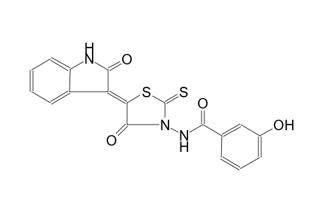 3-hydroxy-N-[(5Z)-4-oxo-5-(2-oxo-1,2-dihydro-3H-indol-3-ylidene)-2-thioxo-1,3-thiazolidin-3-yl]benzamide