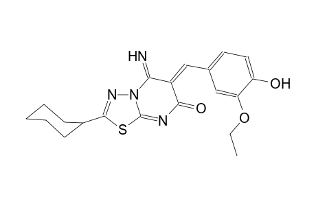 7H-[1,3,4]thiadiazolo[3,2-a]pyrimidin-7-one, 2-cyclohexyl-6-[(3-ethoxy-4-hydroxyphenyl)methylene]-5,6-dihydro-5-imino-, (6Z)-