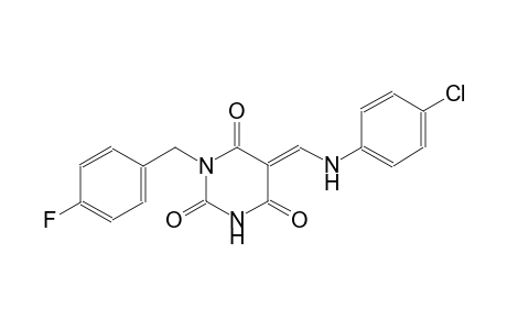 2,4,6(1H,3H,5H)-pyrimidinetrione, 5-[[(4-chlorophenyl)amino]methylene]-1-[(4-fluorophenyl)methyl]-, (5E)-
