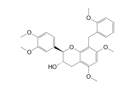 2H-1-Benzopyran-3-ol, 2-(3,4-dimethoxyphenyl)-3,4-dihydro-5,7-dimethoxy-8-[(2-methoxyphenyl)methyl]-, (2R-trans)-