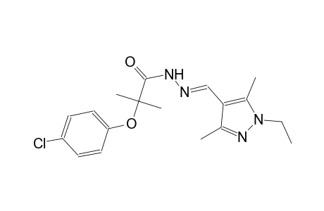 2-(4-chlorophenoxy)-N'-[(E)-(1-ethyl-3,5-dimethyl-1H-pyrazol-4-yl)methylidene]-2-methylpropanohydrazide