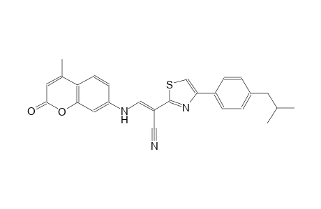 (2E)-2-[4-(4-isobutylphenyl)-1,3-thiazol-2-yl]-3-[(4-methyl-2-oxo-2H-chromen-7-yl)amino]-2-propenenitrile
