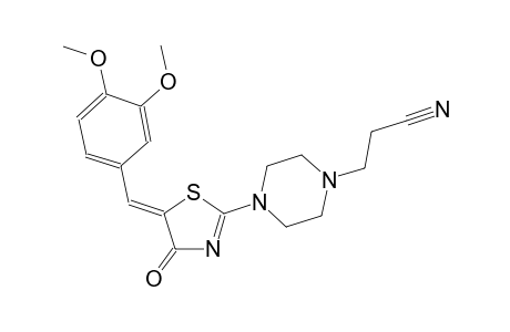 3-{4-[(5Z)-5-(3,4-dimethoxybenzylidene)-4-oxo-4,5-dihydro-1,3-thiazol-2-yl]-1-piperazinyl}propanenitrile