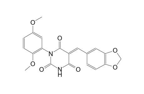(5E)-5-(1,3-benzodioxol-5-ylmethylene)-1-(2,5-dimethoxyphenyl)-2,4,6(1H,3H,5H)-pyrimidinetrione