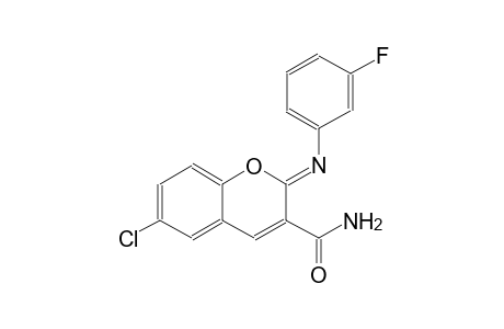 (2Z)-6-chloro-2-[(3-fluorophenyl)imino]-2H-chromene-3-carboxamide