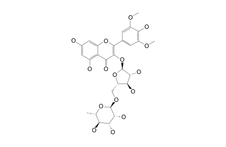 SYRINGETIN-3-O-ALPHA-L-RHAMNOPYRANOSYL-(1->5)-ALPHA-L-ARABINOFURANOSIDE;5,7,4'-TRIHYDROXY-3',5'-DIMETHOXYFLAVONE-3-O-ALPHA-L-RHAMNOPYRANOSYL-(1->5)