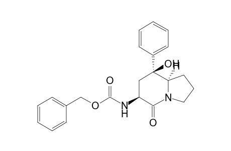 (6S,8S,8aR)-(+-)-6-Benzyloxycarbonylamino-8-hydroxy-8-phenyl-octahydro-indolizin-5-one