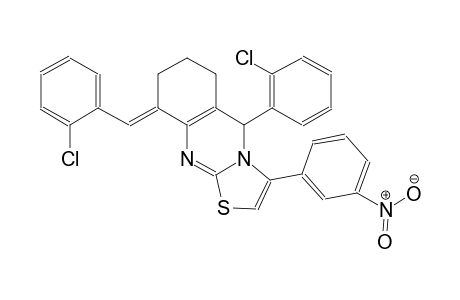 (9E)-9-(2-chlorobenzylidene)-5-(2-chlorophenyl)-3-(3-nitrophenyl)-6,7,8,9-tetrahydro-5H-[1,3]thiazolo[2,3-b]quinazoline