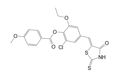 2-chloro-6-ethoxy-4-[(Z)-(4-oxo-2-thioxo-1,3-thiazolidin-5-ylidene)methyl]phenyl 4-methoxybenzoate