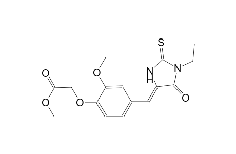 methyl {4-[(Z)-(1-ethyl-5-oxo-2-thioxo-4-imidazolidinylidene)methyl]-2-methoxyphenoxy}acetate
