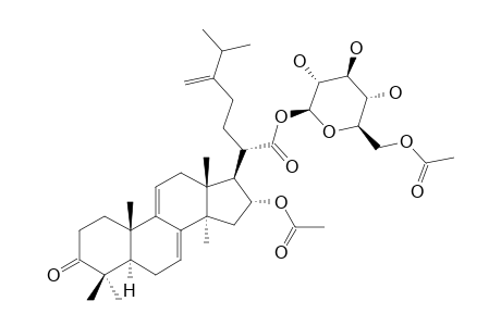 DAEDALEASIDE_C;16-ALPHA-ACETOXY-24-METHYLENE-3-OXOLANOSTA-7,9(11)-DIEN-21-OIC_21-O-6-ACETYL-BETA-D-GLUCOPYRANOSIDE