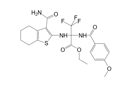 Ethyl 2-[(3-carbamoyl-4,5,6,7-tetrahydro-1-benzothiophen-2-yl)amino]-3,3,3-trifluoro-2-[(4-methoxyphenyl)formamido]propanoate