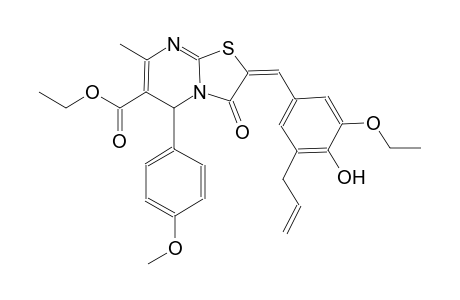5H-thiazolo[3,2-a]pyrimidine-6-carboxylic acid, 2-[[3-ethoxy-4-hydroxy-5-(2-propenyl)phenyl]methylene]-2,3-dihydro-5-(4-methoxyphenyl)-7-methyl-3-oxo-, ethyl ester, (2E)-