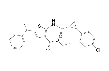 ethyl 2-({[2-(4-chlorophenyl)cyclopropyl]carbonyl}amino)-5-(1-phenylethyl)-3-thiophenecarboxylate