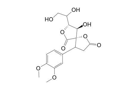 1,7-Dioxaspiro[4.4]nonane-2,6-dione, 8-(1,2-dihydroxyethyl)-4-(3,4-dimethoxyphenyl)-9-hydroxy-, [5S-[5.alpha.(S*),8.alpha.(R*),9.beta.]]-