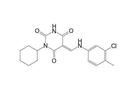 (5E)-5-[(3-chloro-4-methylanilino)methylene]-1-cyclohexyl-2,4,6(1H,3H,5H)-pyrimidinetrione