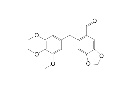 1,3-benzodioxole-5-carboxaldehyde, 6-[(3,4,5-trimethoxyphenyl)methyl]-