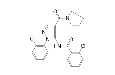 2-Chloranyl-N-[2-(2-chlorophenyl)-4-pyrrolidin-1-ylcarbonyl-pyrazol-3-yl]benzamide