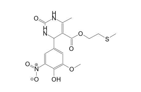 5-pyrimidinecarboxylic acid, 1,2,3,4-tetrahydro-4-(4-hydroxy-3-methoxy-5-nitrophenyl)-6-methyl-2-oxo-, 2-(methylthio)ethyl ester