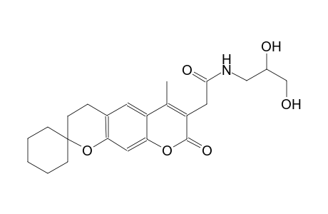 N-(2,3-dihydroxypropyl)-2-(6'-methyl-8'-oxo-4',8'-dihydro-3'H-spiro[cyclohexane-1,2'-pyrano[3,2-g]chromen]-7'-yl)acetamide