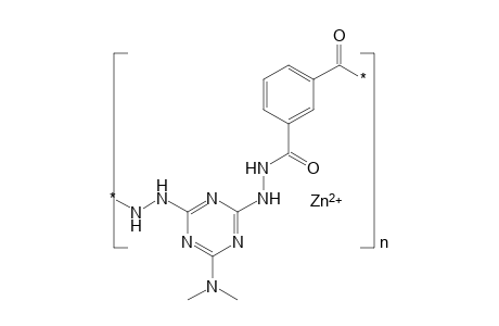 Poly(2,6-dihydrazino-4-dimethylamino-triazinediyl isophthaloyl), chelatized ''polyhydrazide piddt'', chelated with zn (the product contains 17.95% zn)