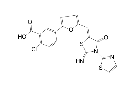 2-Chloro-5-[5-[(Z)-(2-imino-4-keto-3-thiazol-2-yl-thiazolidin-5-ylidene)methyl]-2-furyl]benzoic acid
