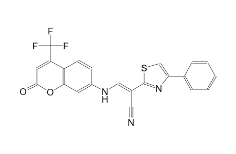 (2E)-3-{[2-oxo-4-(trifluoromethyl)-2H-chromen-7-yl]amino}-2-(4-phenyl-1,3-thiazol-2-yl)-2-propenenitrile
