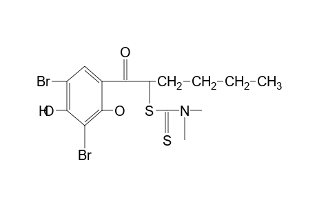 3',5'-dibromo-2',4'-dihydroxy-2-mercaptohexanophenone, 2-(dimethyldithiocarbamate)