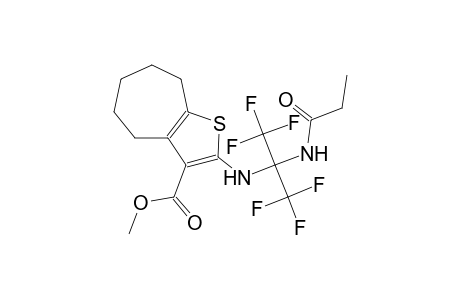 4H-cyclohepta[b]thiophene-3-carboxylic acid, 5,6,7,8-tetrahydro-2-[[2,2,2-trifluoro-1-[(1-oxopropyl)amino]-1-(trifluoromethyl)ethyl]amino]-, methyl