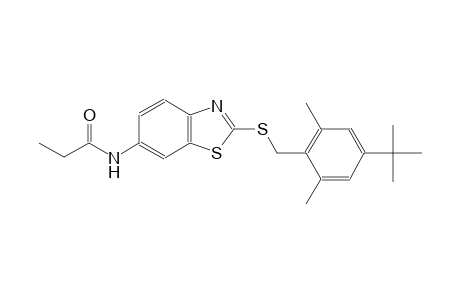 N-{2-[(4-tert-butyl-2,6-dimethylbenzyl)sulfanyl]-1,3-benzothiazol-6-yl}propanamide