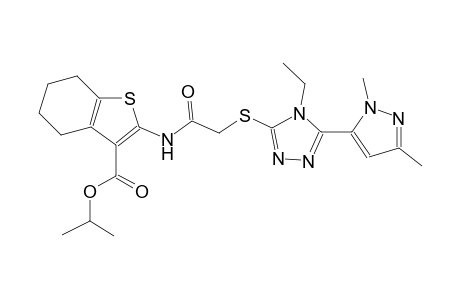 isopropyl 2-[({[5-(1,3-dimethyl-1H-pyrazol-5-yl)-4-ethyl-4H-1,2,4-triazol-3-yl]sulfanyl}acetyl)amino]-4,5,6,7-tetrahydro-1-benzothiophene-3-carboxylate