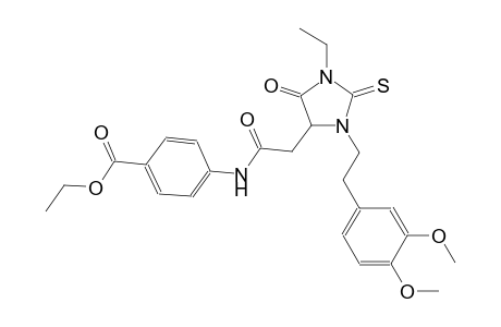 ethyl 4-[({3-[2-(3,4-dimethoxyphenyl)ethyl]-1-ethyl-5-oxo-2-thioxo-4-imidazolidinyl}acetyl)amino]benzoate