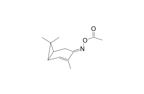 BICYCLO[4.1.0]HEPT-4-EN-3-ONE, 4,7,7-TRIMETHYL- O-ACETYLOXIME,