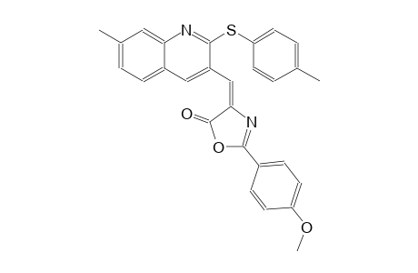 5(4H)-oxazolone, 2-(4-methoxyphenyl)-4-[[7-methyl-2-[(4-methylphenyl)thio]-3-quinolinyl]methylene]-, (4E)-