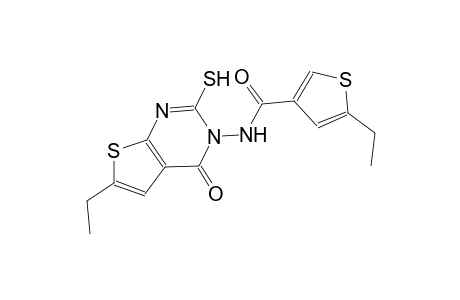 5-ethyl-N-(6-ethyl-4-oxo-2-sulfanylthieno[2,3-d]pyrimidin-3(4H)-yl)-3-thiophenecarboxamide