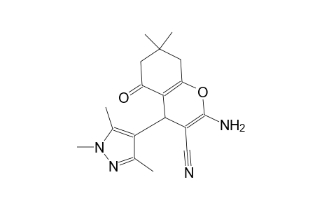 2-amino-7,7-dimethyl-5-oxo-4-(1,3,5-trimethyl-1H-pyrazol-4-yl)-5,6,7,8-tetrahydro-4H-chromene-3-carbonitrile