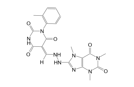 (5Z)-1-(2-methylphenyl)-5-{[2-(1,3,7-trimethyl-2,6-dioxo-2,3,6,7-tetrahydro-1H-purin-8-yl)hydrazino]methylene}-2,4,6(1H,3H,5H)-pyrimidinetrione