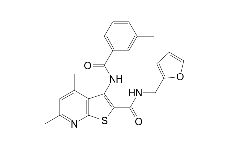 Thieno[2,3-b]pyridine-2-carboxamide, N-(2-furanylmethyl)-4,6-dimethyl-3-[(3-methylbenzoyl)amino]-