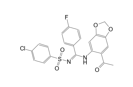 N-[(E)-[(6-acetyl-1,3-benzodioxol-5-yl)amino](4-fluorophenyl)methylidene]-4-chlorobenzenesulfonamide
