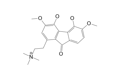 CAULOPHYLLINE-C;2-(4,5-DIHYDROXY-3,6-DIEMTHOXY-9-OXO-9H-FLUOREN-1-YL)-N,N,N-TRIMETHYLETHANAMINIUM
