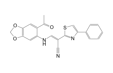 (2E)-3-[(6-acetyl-1,3-benzodioxol-5-yl)amino]-2-(4-phenyl-1,3-thiazol-2-yl)-2-propenenitrile