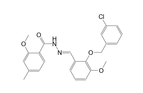 N'-((E)-{2-[(3-chlorobenzyl)oxy]-3-methoxyphenyl}methylidene)-2-methoxy-4-methylbenzohydrazide