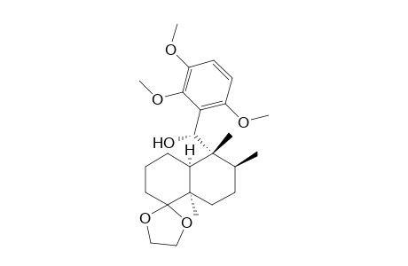(4aR*,5S*,6R*,8aS*)-5-{(2,3,6-Triimethoxyphenyl)[(RS)-hydroxy]methyl}-5,6,8a-trimethyldecahydronaphthalene-1-spiro-2'-(1',3'-dioxolane)